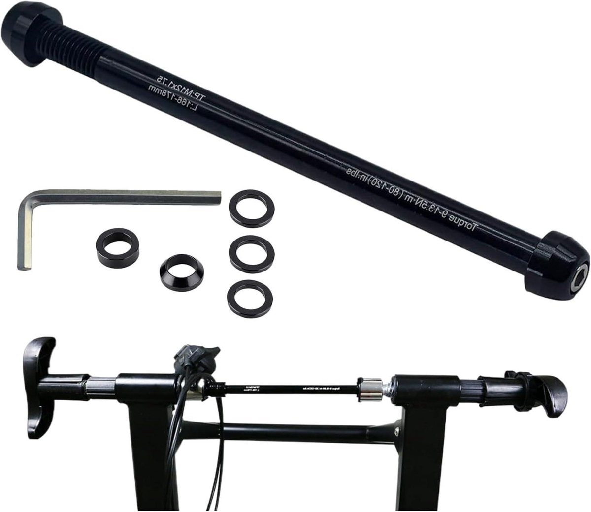 Steekas Fietstrainer - Achteras Adapter - Indoor Fietsen - Verstelbare Breedte - 12mm - Zwart