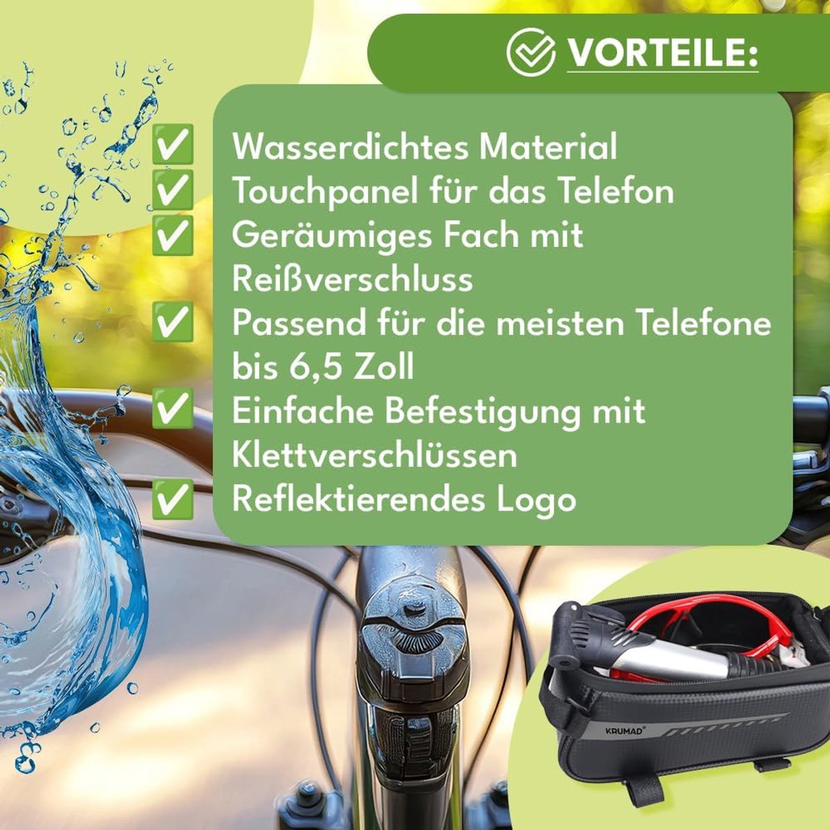 Fietstas frame met telefoonhouder - waterdicht - touchscreen tot - ideaal voor racefiets en MTB - SnelShoppen