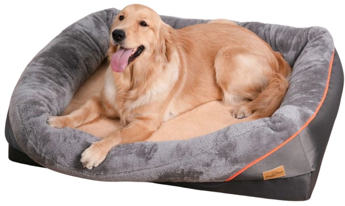 G&G hondenmand - Hondenkussen - Hondenbed - Orthopedisch - Waterafstotend - Fleece - Schuimbodem - Tot 40kg - 83x57x25 - Grijs