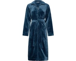 Pastunette - Badjas - Nordic Bloom - Fleece - Donkerblauw - Rits - Maat S