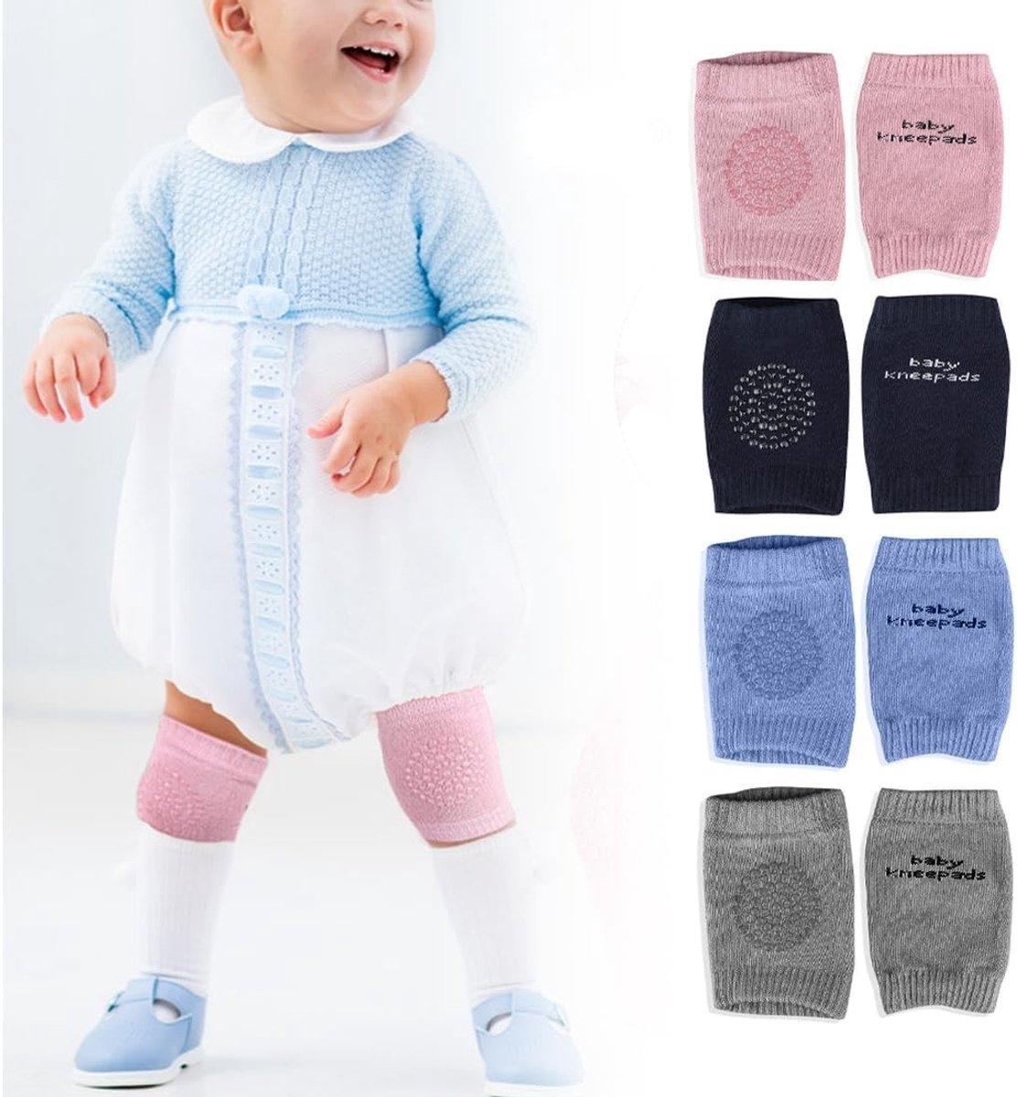 Comfortabele Kniebeschermers voor Baby's - Antislip Fleece, Veilig en Ondersteunend voor Kruipende Kinderen van 0-24 Maanden, Ideaal voor Jongens en Meisjes