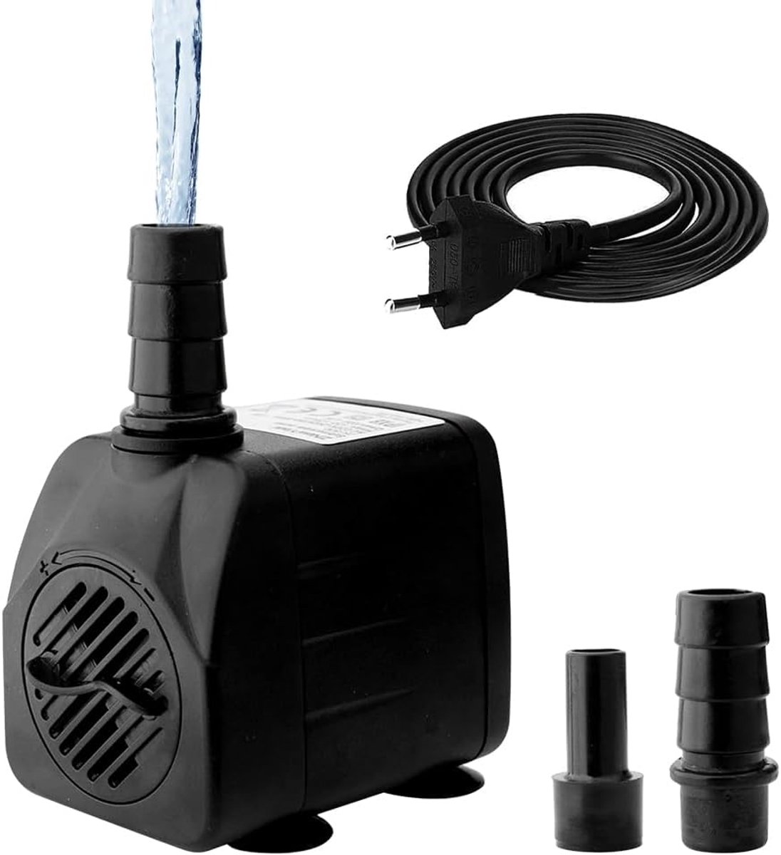 SnelShoppen - Mini Waterpomp 10 W, Ultra Stille Onderwaterpomp 600 L/H, 1.2 m Hoogte en 1.4 m Voedingskabel, 2 Nozzles voor Aquariums en Vissentanks