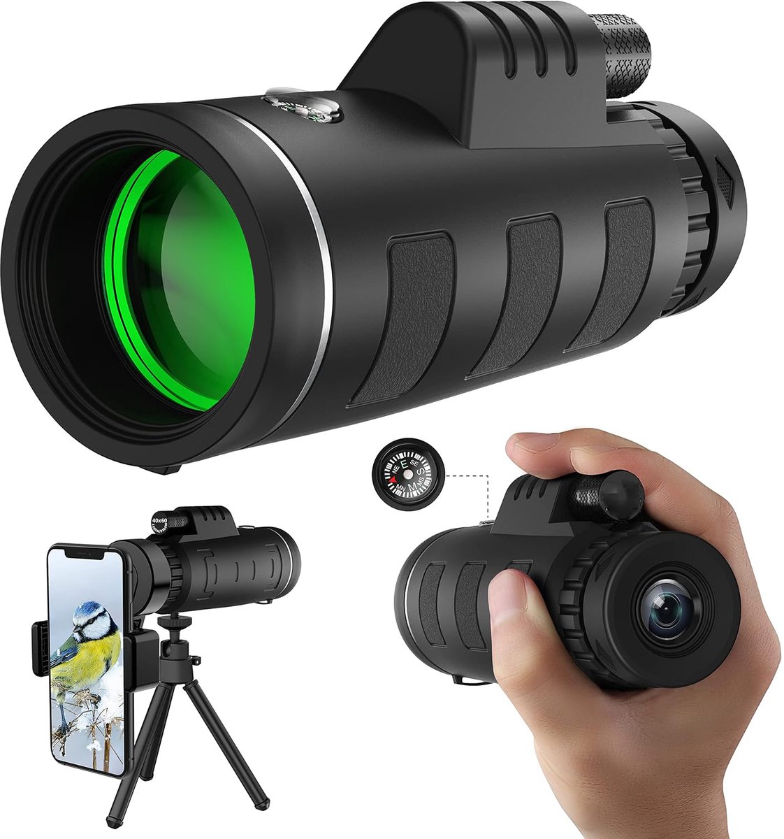 80x100 Monoculaire Telescoop - Draagbare Telescoop - Nachtzichtkijker - Verrekijkers - Inclusief Telefoonclip En Standaard