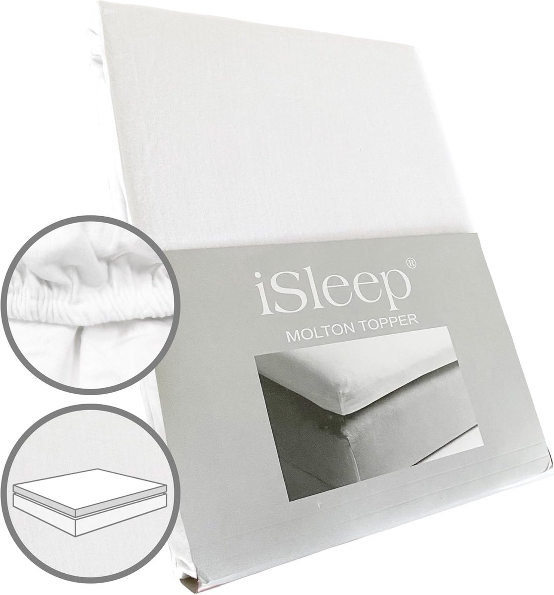 SnelShoppen - Molton Topper Hoeslaken 160x200cm - 100% Katoen - Hoge Kwaliteit - Extra Sterk en Duurzaam - Vochtabsorberend - Elastisch rondom - Besch