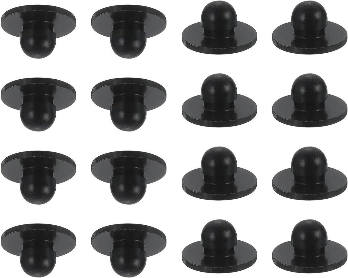 Rubberen Voetjes - Apparaatdoppen Anti-slip - Apparaten Stabiliseren - Push-in Installatie - 16 stuks - Zwart