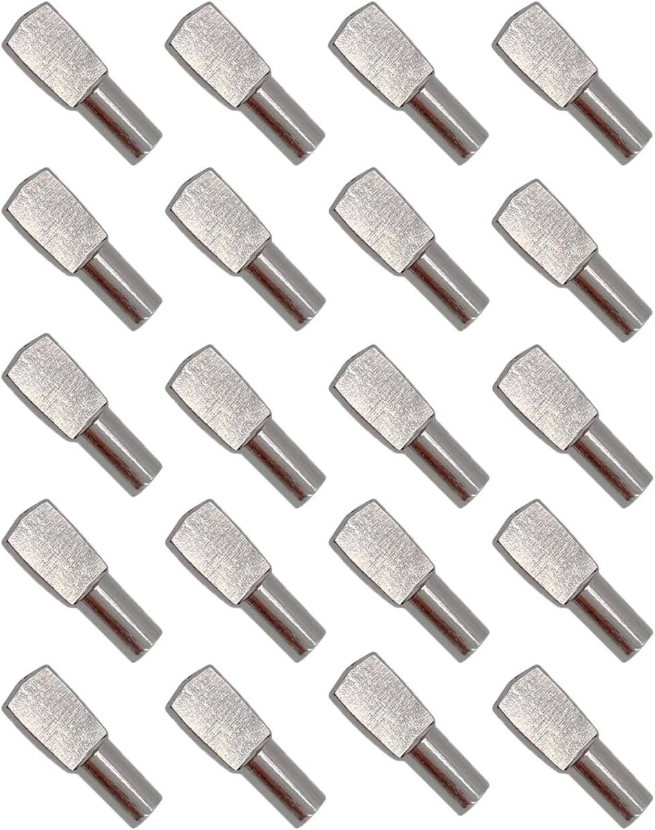 20 Stuks Plankhouders, Verchroomd, 5mm x 19mm, Ideaal voor Kantoor en Thuisgebruik, Stevige Bevestiging