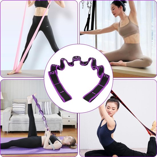 Elastic Resistance Bands - 9 Elastische Ringen voor Fitness, Yoga en Pilates - Hoogwaardige Rekbare Sportband in Paars, Maat S — afbeelding 4
