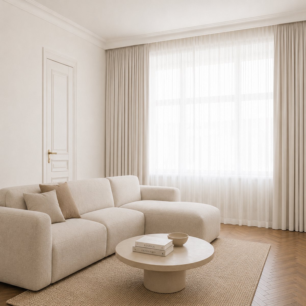Maroyathome ELSA - Gordijn - Verduisterend - met plooiband - kant-en-klaar - 300X260 cm - 300 cm breedte en 260 cm lengte - Off White - 1 stuk