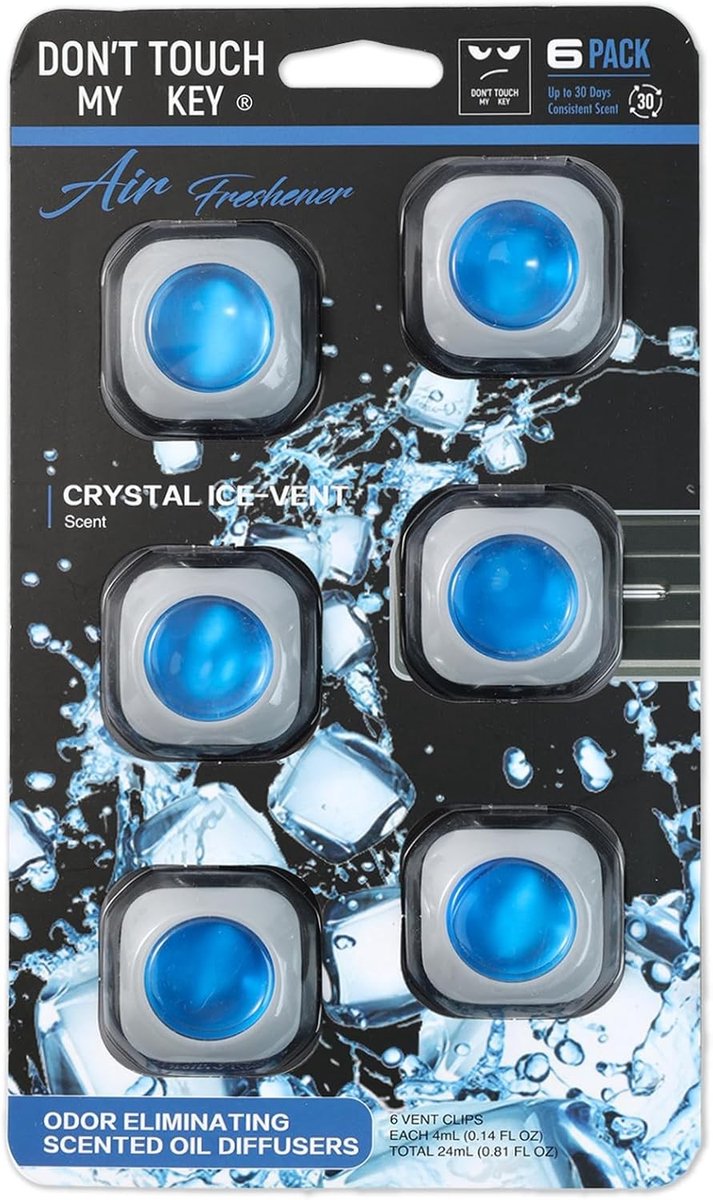 Verfrissende Luchtverfrisser voor Auto - 6x4ml, Geurverspreider tegen Vervelende Geuren, Interieur Parfum en Luchtzuiveraar (Crystal Ice)