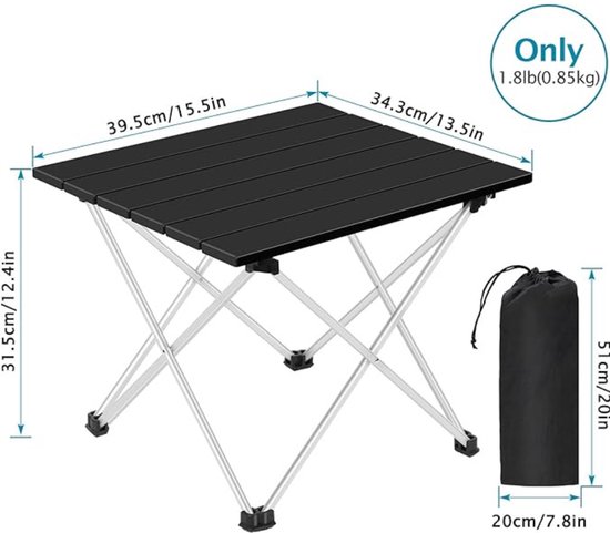 Opvouwbare Campingtafel Aluminium - Lichtgewicht Klaptafel voor Camping, Picknick & BBQ - Draagbare Outdoor Tafel - Compacte Kampeertafel met Draagtas - Waterbestendig - Strandtafel, Vistafel & Balkontafel — afbeelding 5