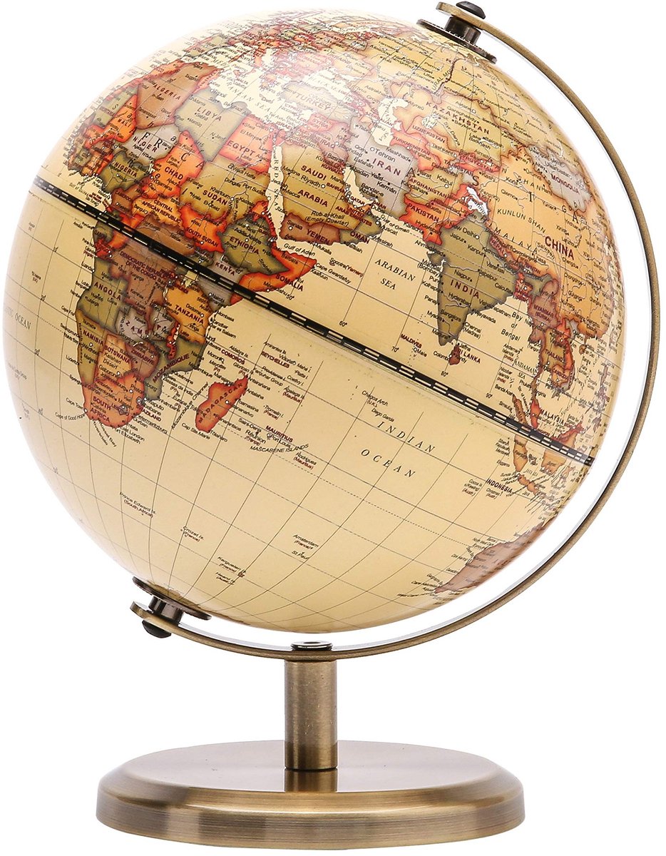 Omgoods - Mini Antieke Wereldbol van 14cm