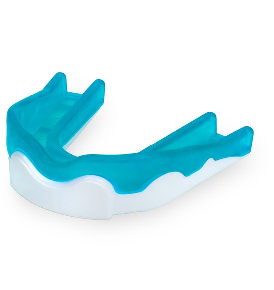 Blauw-witte mini gebitsbeschermer voor junioren.