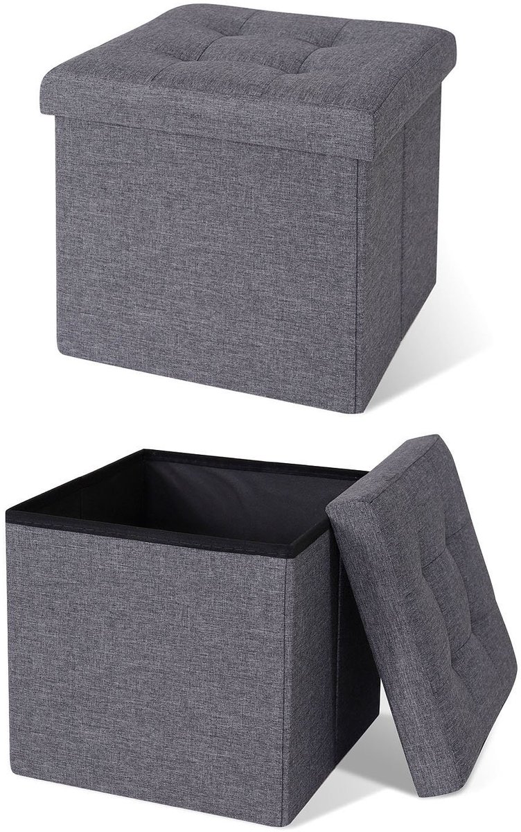 Omgoods - Dibea Vouwbare Kruk - Maximaal 300 kg - Opbergruimte - Grijs
