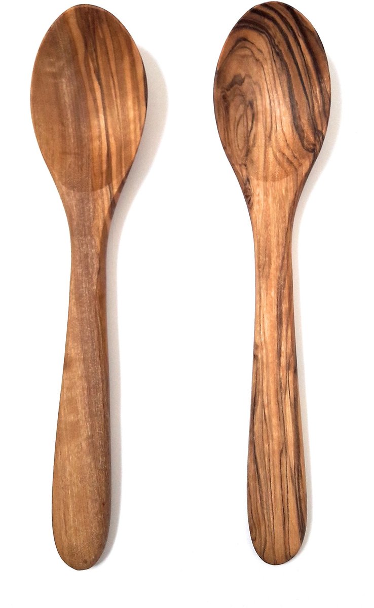 Omgoods - Set van 2 Olijfhouten Lepels - Perfect als Cadeau voor Moederdag