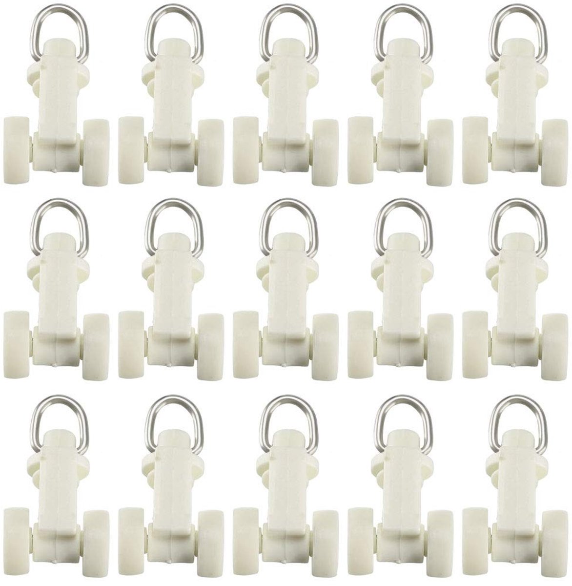 Omgoods - Sourcing Folder met 80 Stuks - Dubbele Rol Gordijnrail Plastic Gids, Wit
