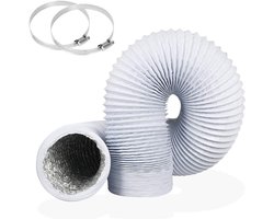 Draagbare airconditioningslang, 100 mm, flexibele ventilatieslang van PVC en aluminium, geschikt voor afzuigventilatoren, airconditioners, drogers en afzuigkappen,Wit 1m