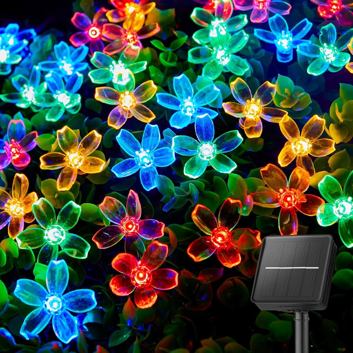 Zonne-energie kersenbloesem led-lichtslang, 5 meter met 20 kleurrijke leds en 8 verlichtingsstanden, weerbestendig, geschikt voor tuin, balkon, bruiloft, feest, festival en kerstdecoratie
