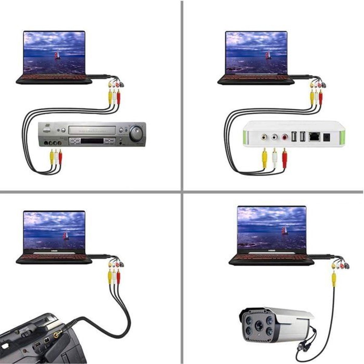 LISM-Audio-opnamebox, USB 2.0 audio/video-converter, analoog naar digitaal VHS, Geschikt voor Windows 10/8/7/VHS.