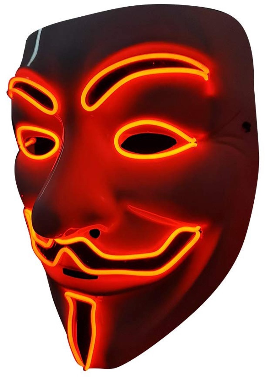 Omgoods - LED V for Vendetta Masker met Neonlicht voor Halloween en Cosplay