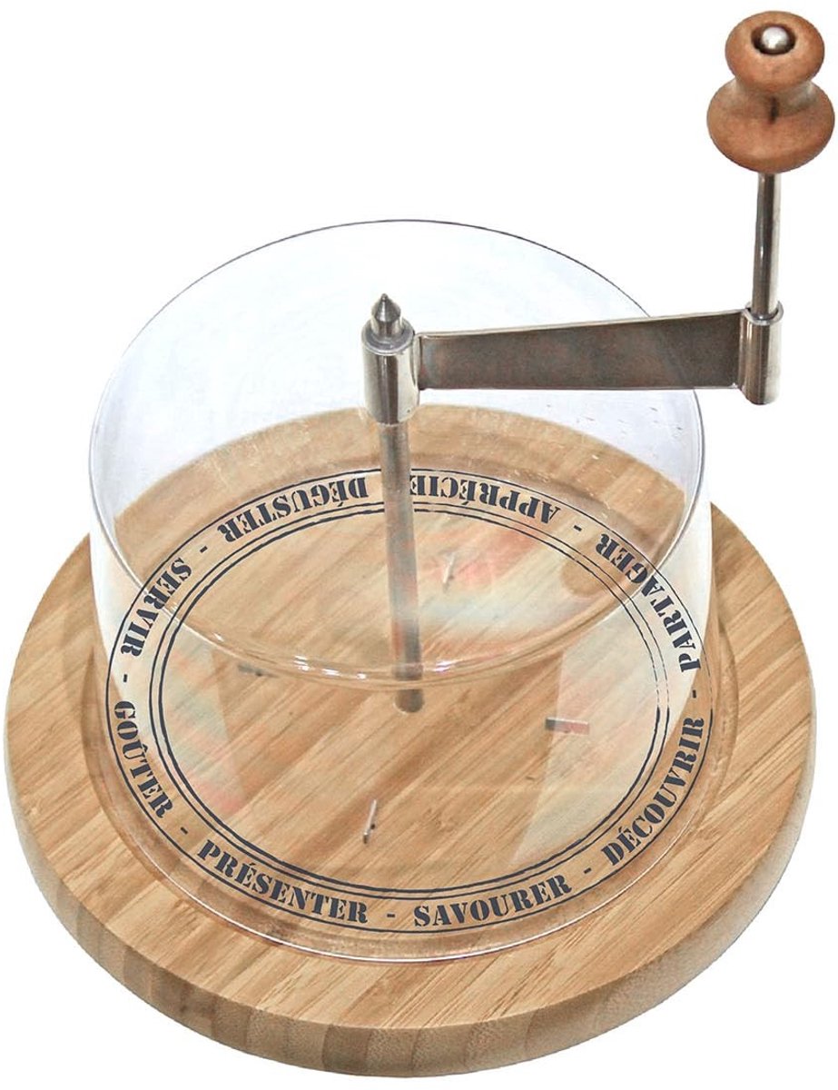 Omgoods - Bistrot Kaasplank met Beige Houten Bel - 18,3 x 18,3 x 24,6 cm