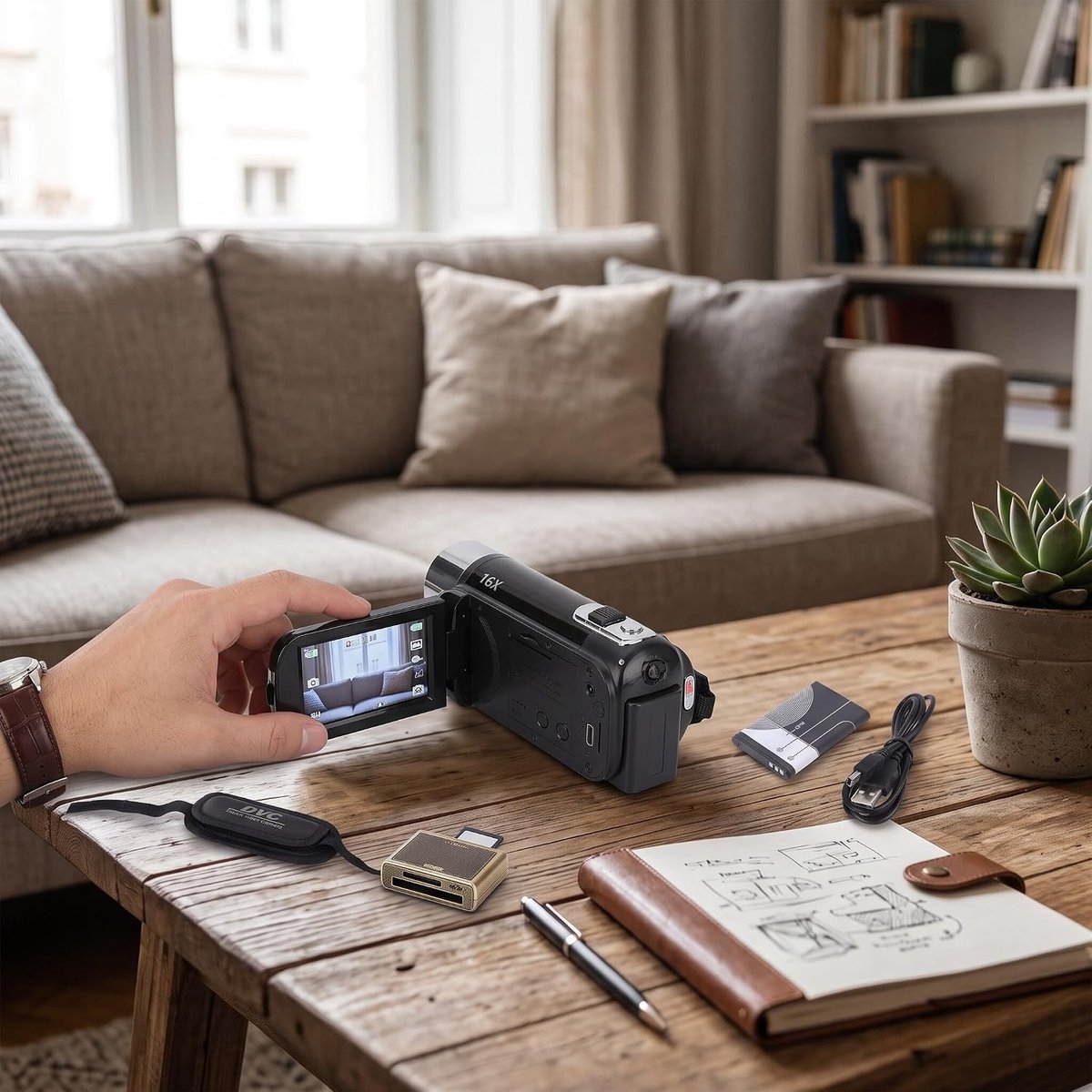 Videocamera - Zwart - 4K Videoresolutie - Draaibaar 2,7 Inch Scherm - Voor Vloggers en Fotoliefhebbers