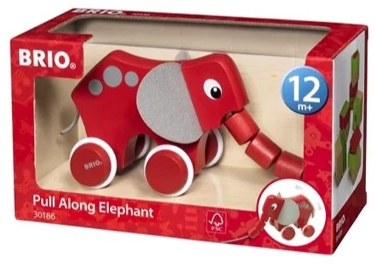 Omgoods - Houten Trekspeelgoed Olifant voor Kinderen - Geschikt vanaf 18 maanden