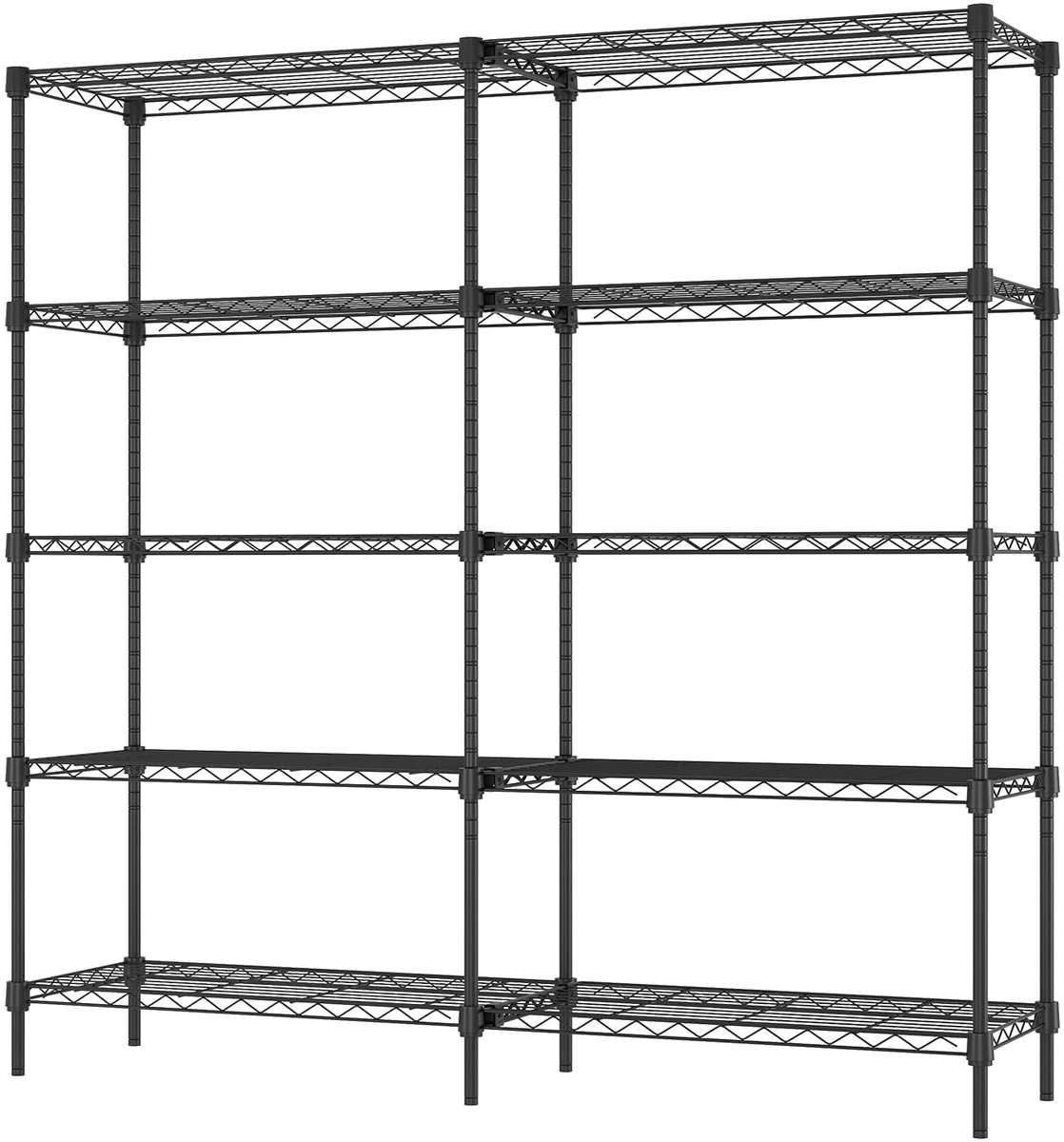 Danky - 5-Laags Stalen Stellingkast - Vrijstaande Industriële Rek - 150x35x150cm - Zwart - Verstelbare Legplanken