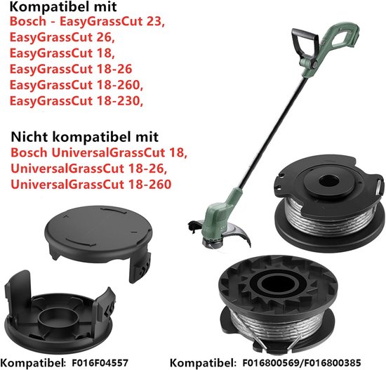 Trimmer Spoel Set - Geschikt voor Bosch Art 23 SL en Art 26 SL - 3 Spoelen + 1 Kap - Grastrimmer Onderdelen - Polyamide Nylon Draad - Reserve Spoel - Gazononderhoud — afbeelding 3