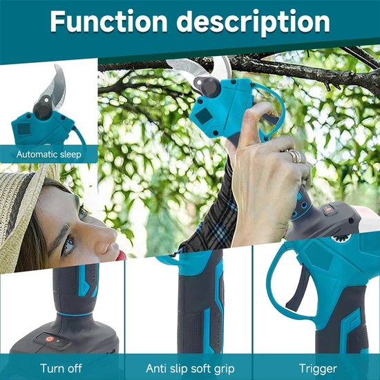 Velori Elektrische Snoeischaar - Draadloze Accu Snoeischaar - Borstelloze Takkensnoeier - SK5 Snoeischaar - 30 mm Snijcapaciteit - Compatibel met Makita 18V Accu — afbeelding 3
