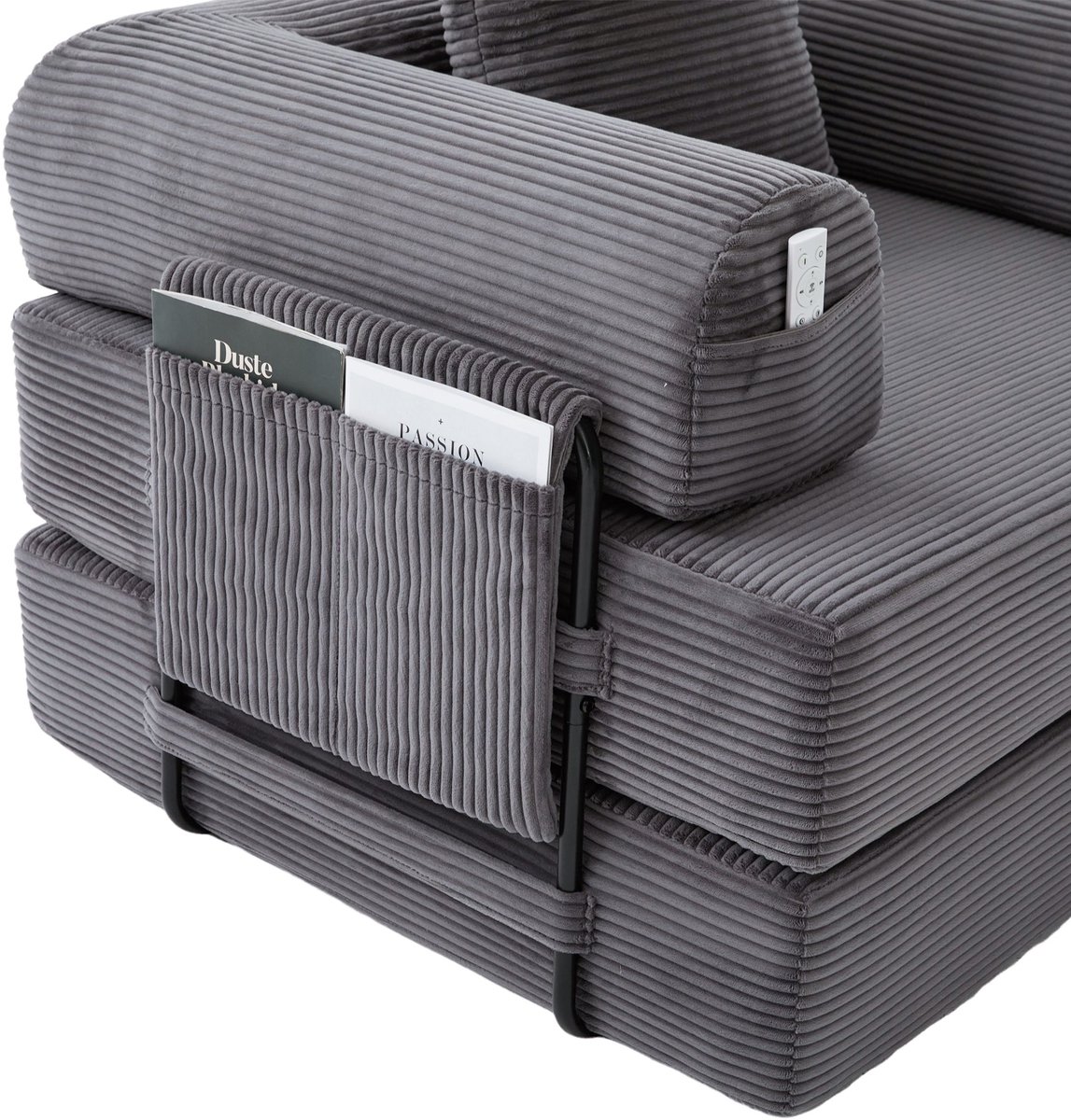 YYchan fauteuil met voetenbank - grijs - 112 x 190 x 67 cm