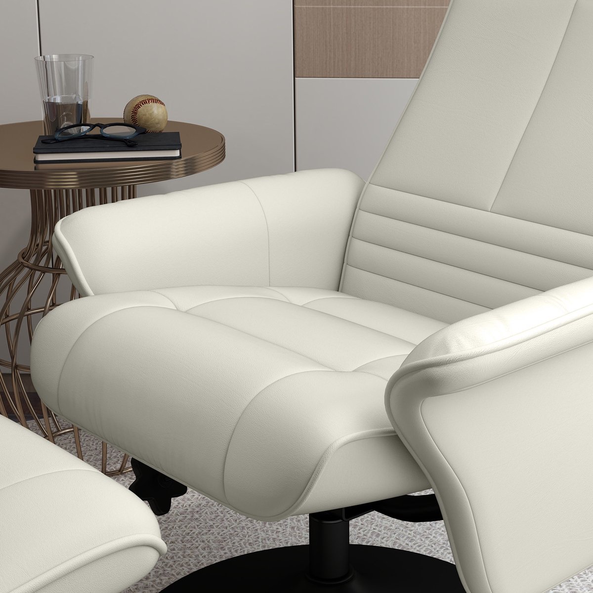 YYchan fauteuil met voetenbank - wit - 69 x 71 x 104 cm