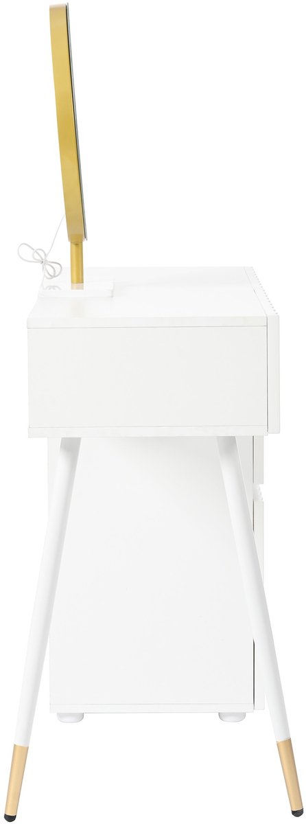 YYchan kaptafel - wit - 100 x 40 x 127 cm - met opbergruimte - met LED-verlichting
