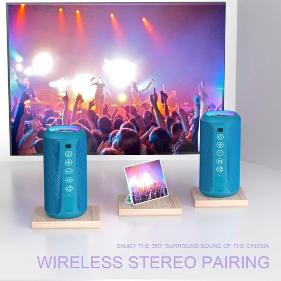 Bluetooth Speaker Draagbaar - Mini Bluetooth Luidspreker met LED-verlichting, IPX7 Waterdicht, 360° Surround Geluid, Handsfree, AUX & TF-kaart — afbeelding 2