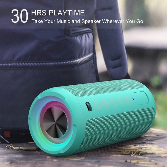 Bluetooth Luidspreker met LED Verlichting - Draagbare Mini Speaker met 360° Surround Geluid, IPX7 Waterdicht, Handsfree Bellen, AUX & TF Kaart Ondersteuning — afbeelding 4