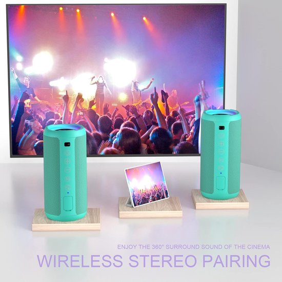 Bluetooth Luidspreker met LED Verlichting - Draagbare Mini Speaker met 360° Surround Geluid, IPX7 Waterdicht, Handsfree Bellen, AUX & TF Kaart Ondersteuning — afbeelding 2