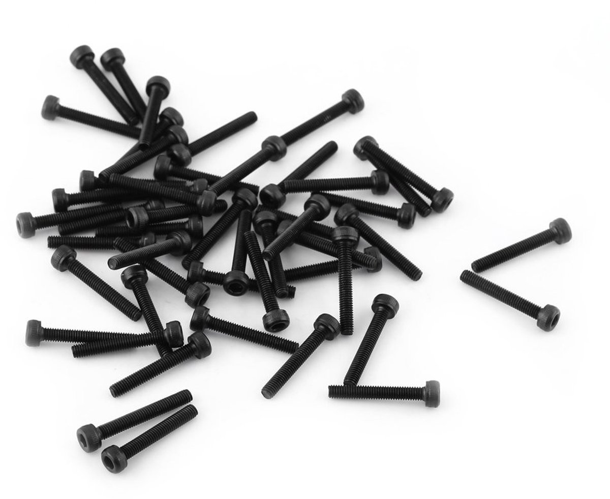 Complete Set van 50 Stuks M3 Zeskant Schroeven en Moeren, Diverse Zwarte Cylinder Schroeven voor Meubelmontage en Klussen