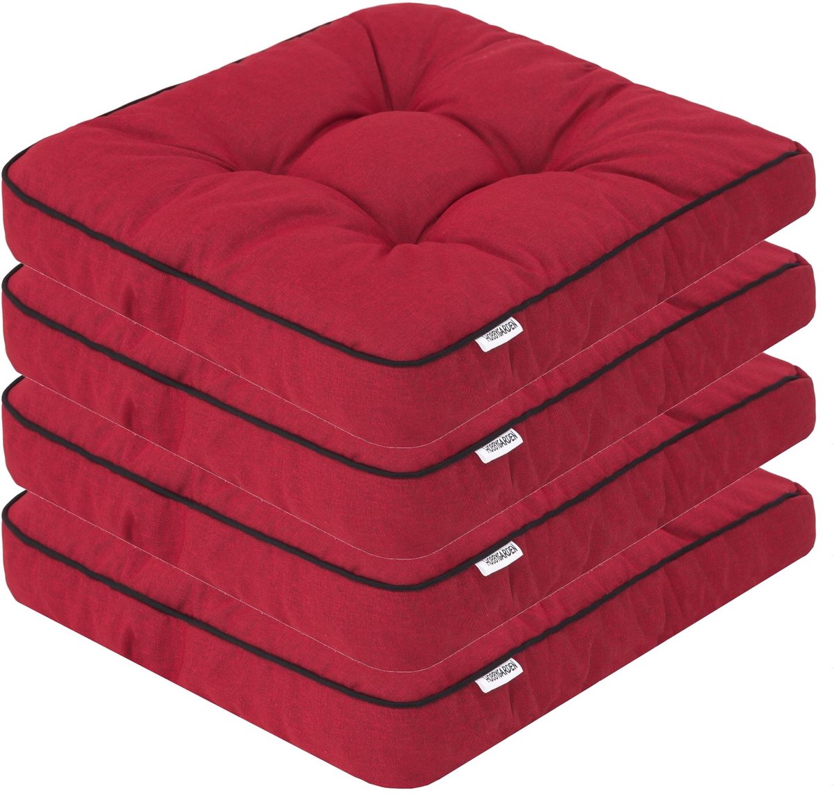Hobbygarden Klara Tuinkussen Rood – Set van 4 Stoelkussens – Waterafstotend, UV-bestendig en Comfortabel