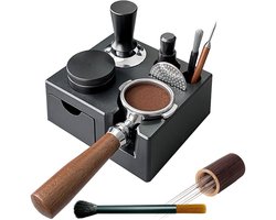 Espresso Tamping Station met Tray, Koffie Tamper Houder voor 51/54/58MM PortaFilters met 6 Naalden en Borstel voor Perfecte Espresso Bereiding