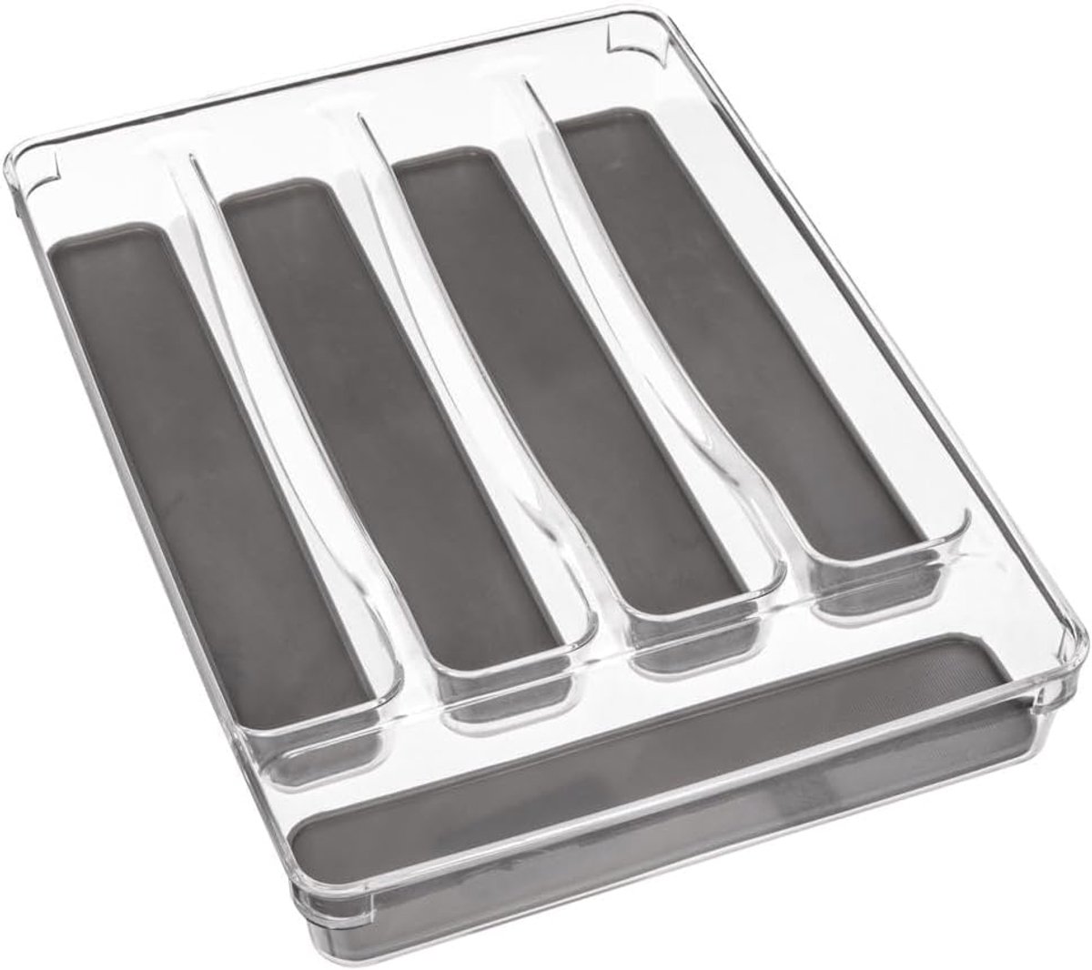 Besteklade Organizer 5 Compartimenten - Transparant met Antislip Inlay - Voor Georganiseerd Bestek - SnelShoppen