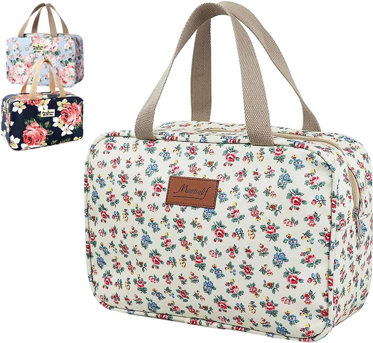 Thijox - Toilettas Dames Grote Draagbare Cosmeticatas Reizen, Waterdichte Make-up Tas met Kleine Bloemen, Perfect voor Vakantie en Dagelijks Gebruik