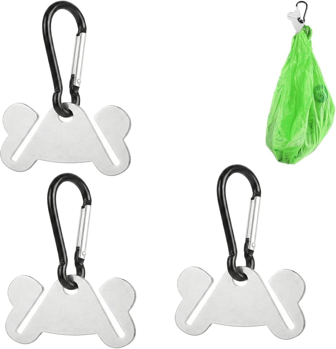 Thijox - 3 stuks hondenpoepzakhouder - Handsfree houder voor hondenpoepzakjes - Accessoires voor hondenuitlaat, zwart, ideaal voor wandelen, camping e