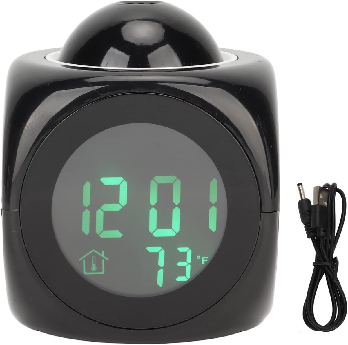 Thijox - Digitale Projectiewekker LED-display, Mini Projector Klok met USB-kabel, Luide Wekker voor Kinderen en Ouderen, Zwart, Multifunctioneel voor