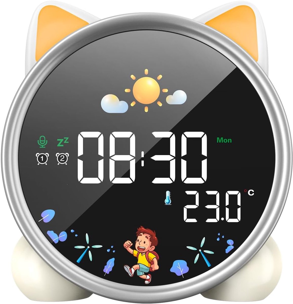 Thijox - Lemnoi Kinderwekker Lichte Wekker voor Jongens en Meisjes, Kinderslaaptrainer met Nachtlampje, Countdown, Snooze-Functie, 3 Helderheidsniveau