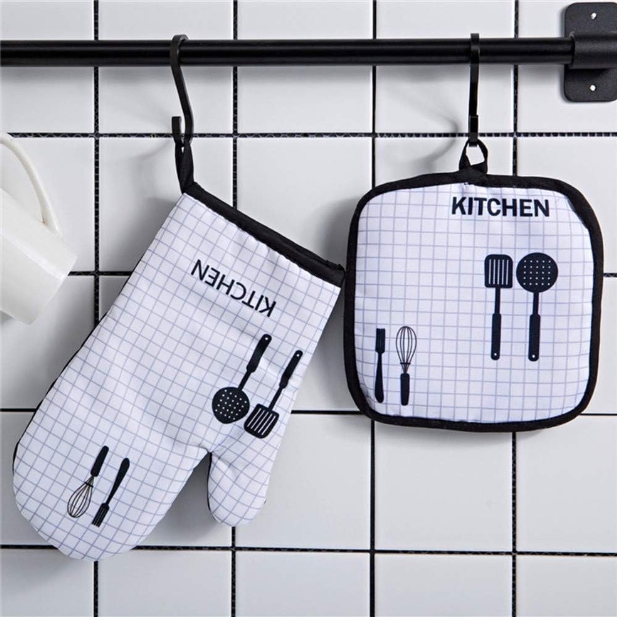 Thijox - Ovenwanten en Pannenlap Set - Katoenen Voering - Hittebestendig - Voor Koken, Grillen, Bakken - Ideaal voor Magnetron en Kleine Ovens - Flexi