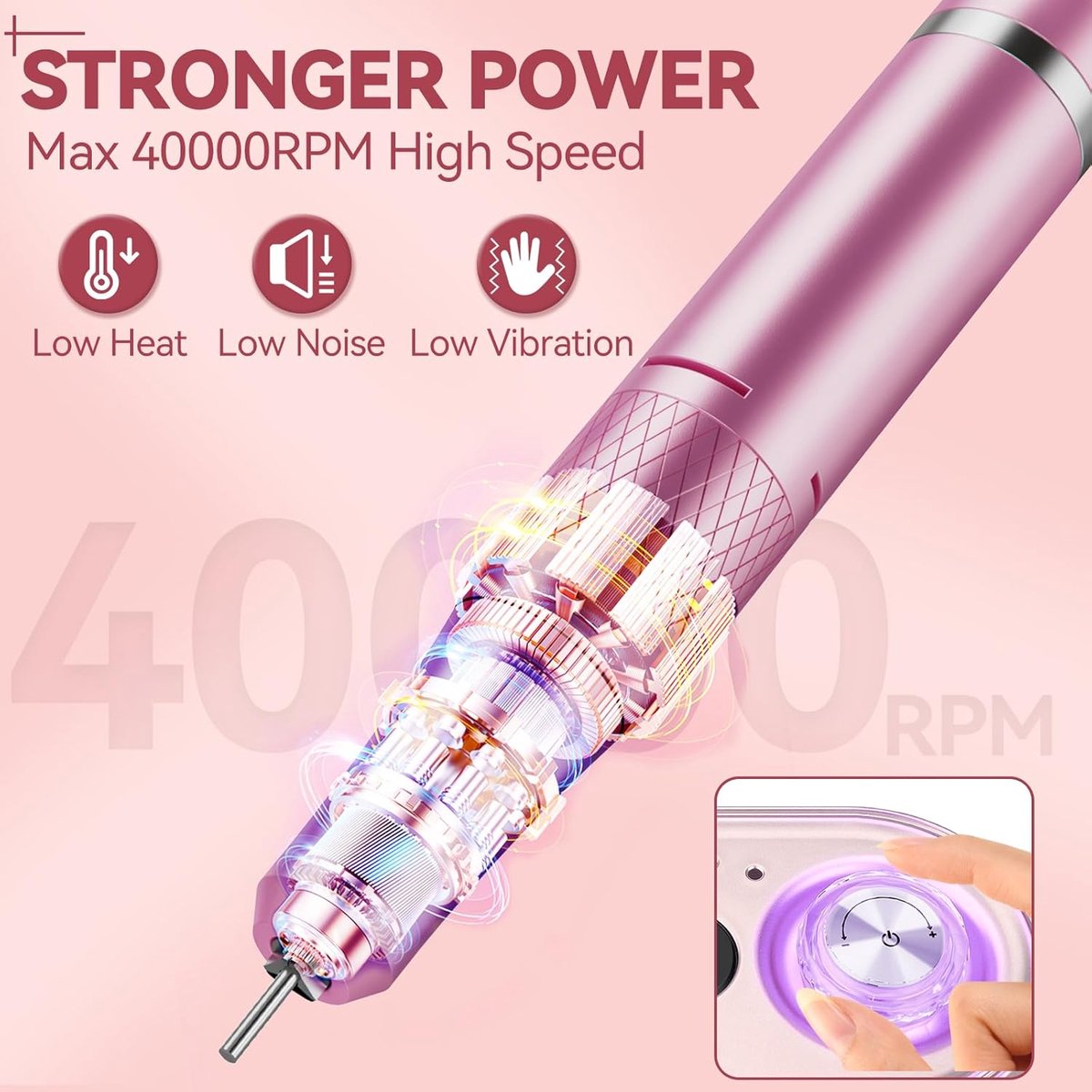 Thijox - Elektrische Nagelvijl 40.000 tpm - Professionele Nagelfrees voor Gelnagels, Manicure en Pedicure - Compleet Nagelset voor Thuis en Nagelstudi thumbnail 3