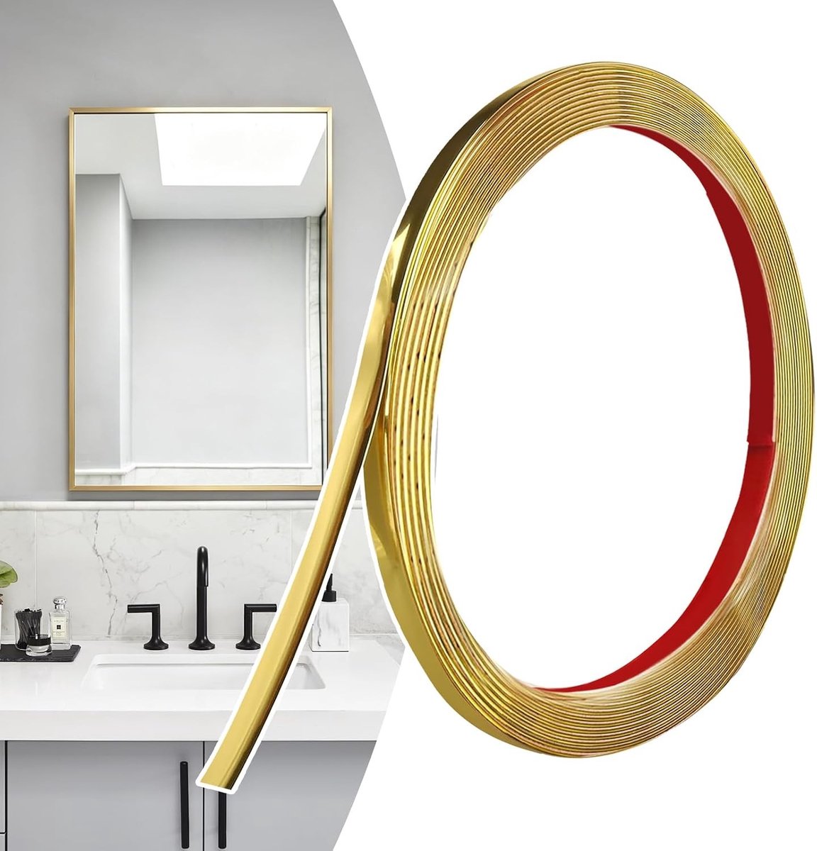 Flexibele Zelfklevende Zierlijsten in Goud voor Muurdecoratie, Spiegelrand en Plafondafwerking - Ideaal voor DIY Projecten (6M x 0,5 cm)