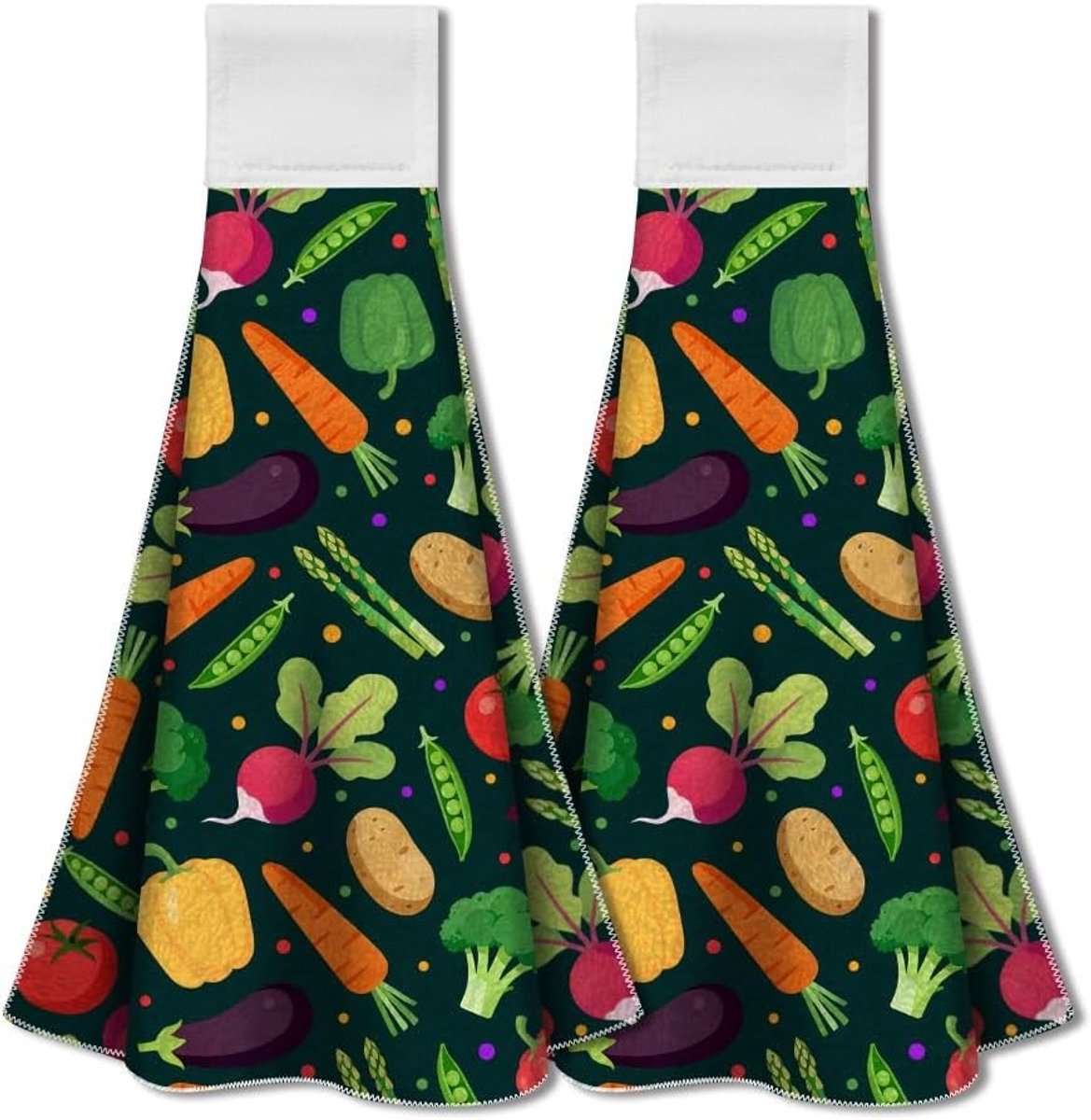 Set van 2 Keukenhanddoeken met Groententhema, Zacht en Absorberend, Perfect voor Keuken en Badkamer, 35x30cm, Ideaal als Huishoudcadeau