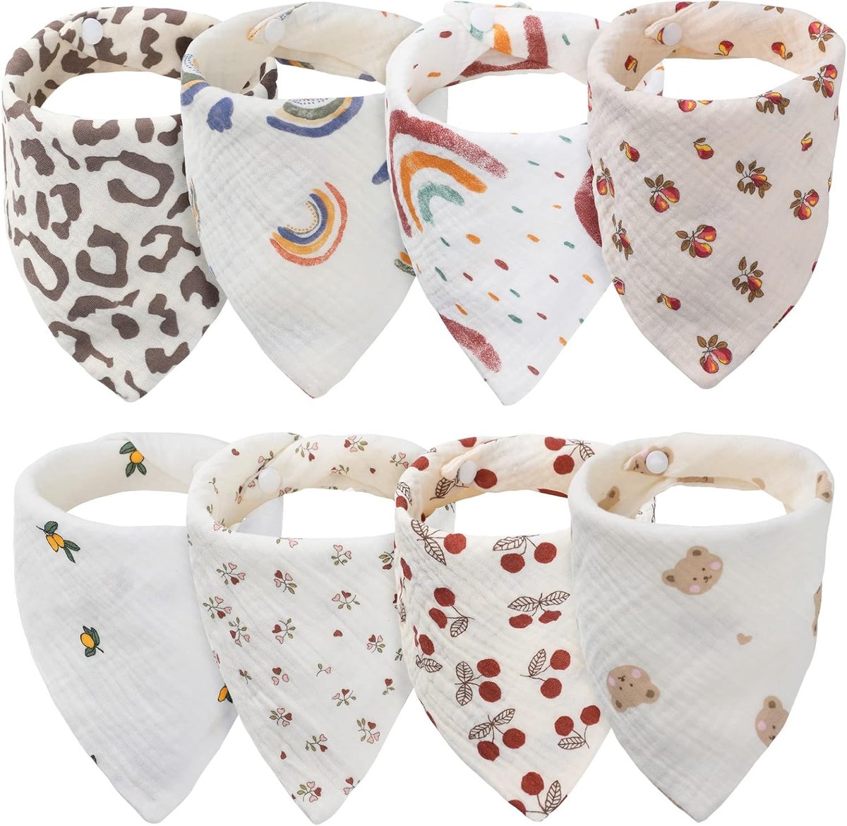 Baby slabbetjes met 2 verstelbare drukknoopjes - Zacht en absorberend unisex - Ideaal voor pasgeborenen - m-winkel
