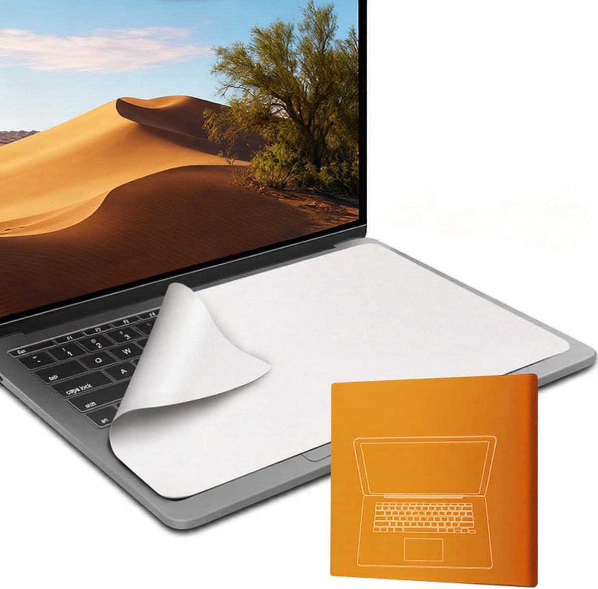 Thijox - Laptop Toetsenbord Bescherming Doek MacBook Pro Air 15 16 inch - Ultradunne Microvezel Cover Stofdoek - Grijs - Anti-Stof en Vlek - Herbruikb
