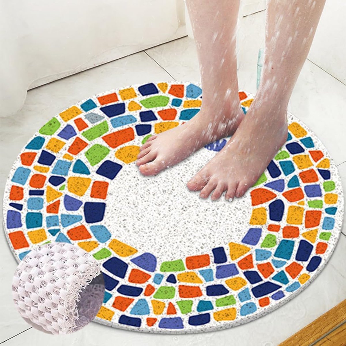 SnelShoppen - Non Slip Douchemat Rond 60x60cm - Veiligheid Badmat voor Inloopdouche - Zach